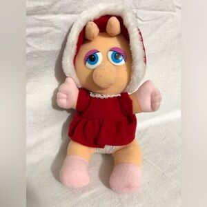 Little Miss Piggy 1987 McDonald's 8" soft plush toy Christmas Jim Henson